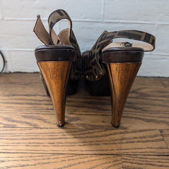 Fendi Zucca Platform Clog Heels - Picture 3 of 3